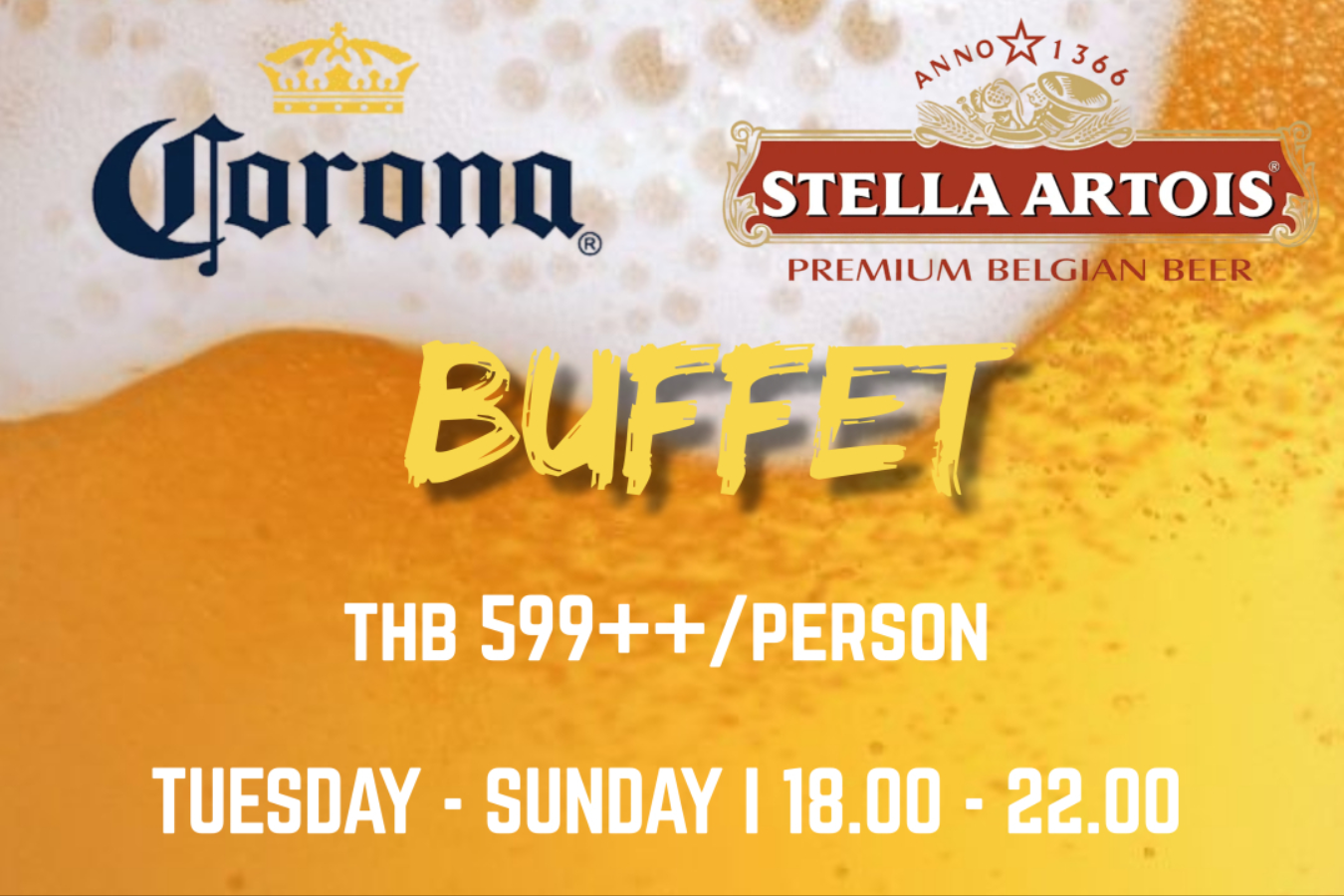 Daily Corona & Stella Beer Buffet at Platform Thonglor🍺
