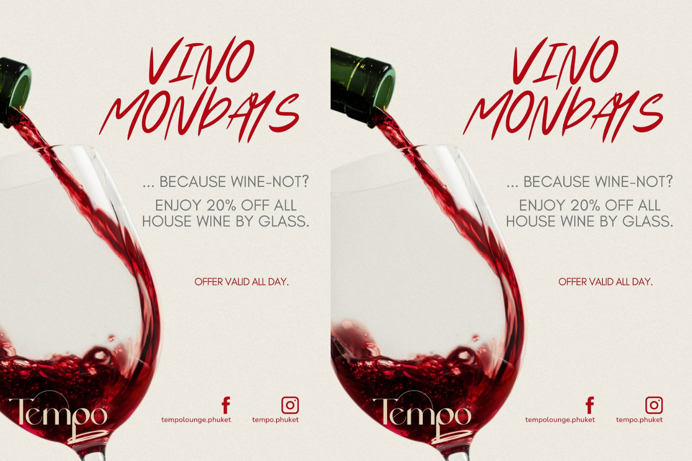 Enjoy 20% off all house wine by the glass - all day long