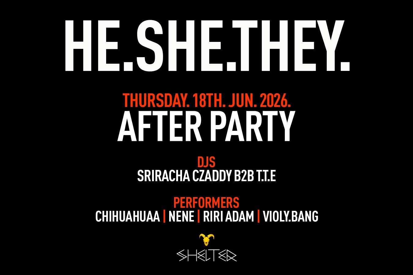 HE. SHE. THEY. AFTERPARTY