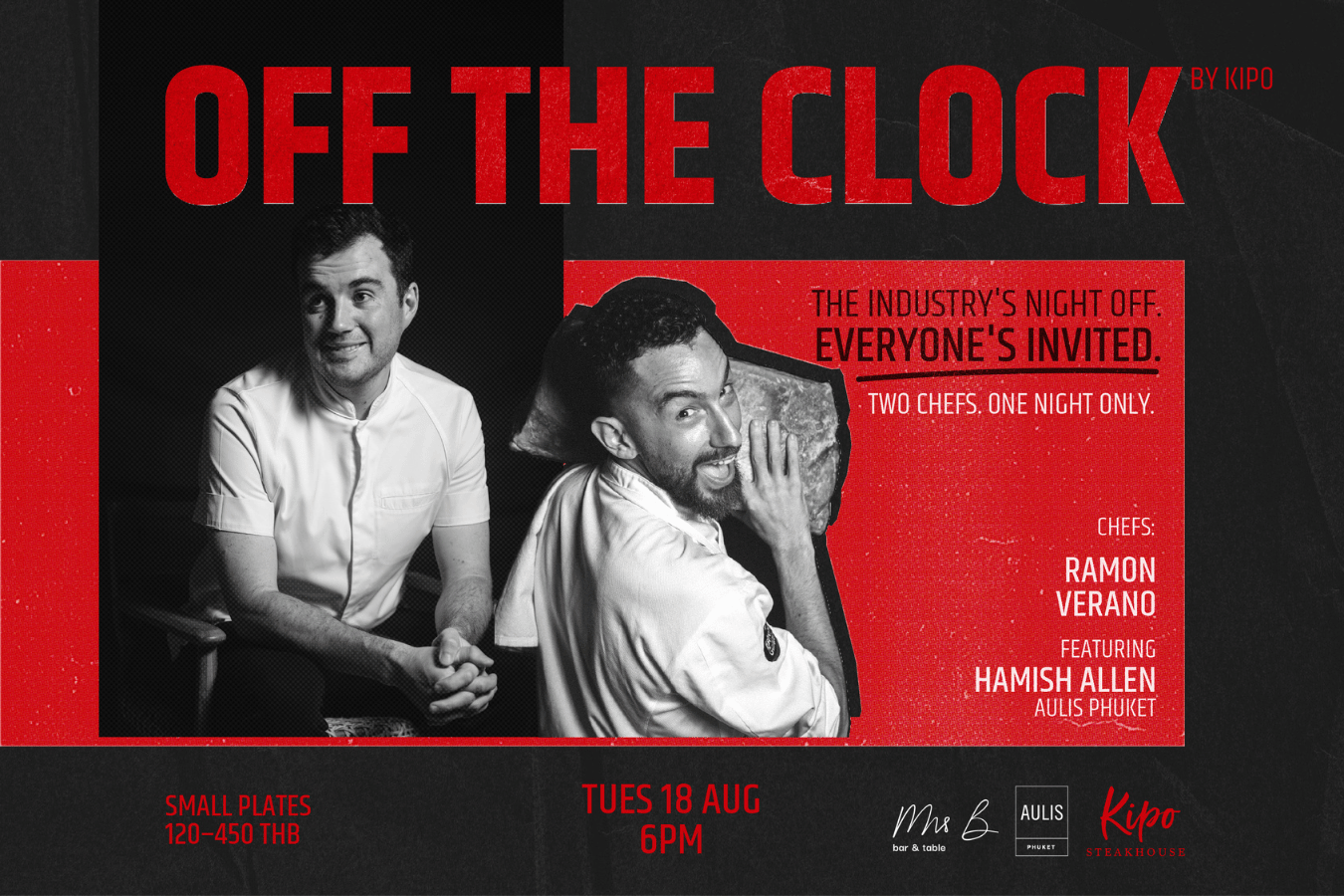 Clocked out. Aprons on.